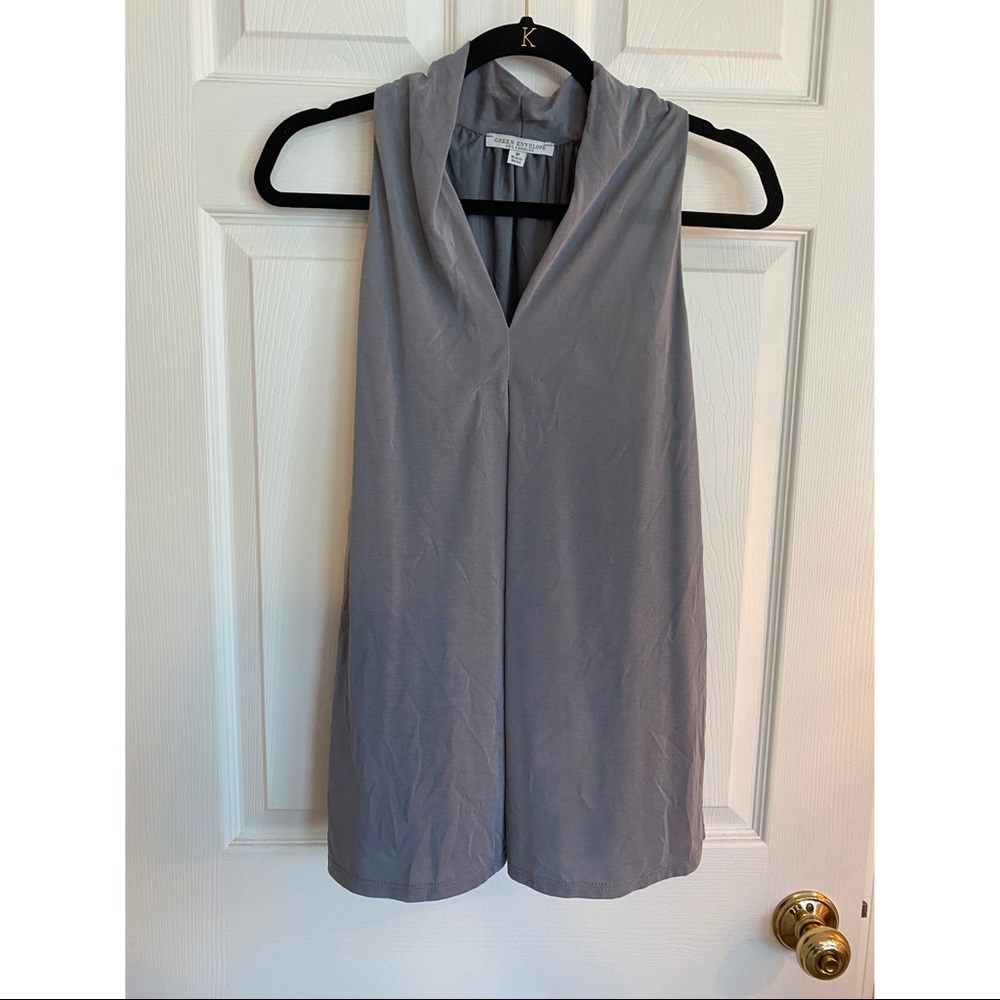 Grey sleeveless blouse